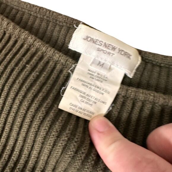 Vintage Y2k Green Ribbed Long Sleeve Sweater Slouchy grandpa size M oversized - Picture 7 of 11